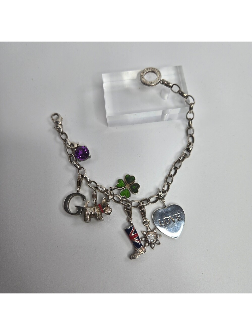 Thomas Sabo Sterling Silver Charm Bracelet Love Clover Scottie Boot Initial G